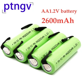 1,2 V Aa Genopladelige Batteri, 2600Mah, Ni-Mh Mobil, Grønne Boliger Med Lodde Faner For Philips Elektriske Barbermaskine, Razor,