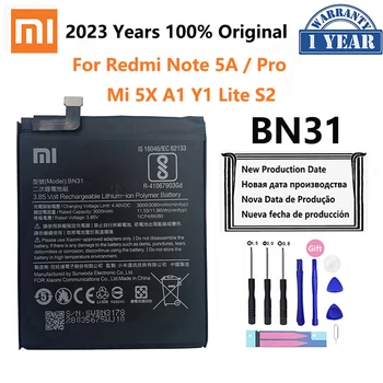 100% Oprindelige Telefon Batteri Til Redmi Bemærk 5A Prime S2 Batteri, Xiaomi Mi 5X A1 Mi5X BN31 Udskiftning Batería 5A Pro Y1 MiA1 S2