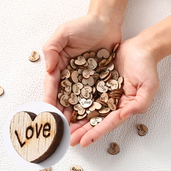 100pcs Mini Træ-Kærlighed Hjerte Tabel Scatter Valentines Dag DIY Håndværk Chip Tilbehør bondebryllup Ornamenter Party Dekorationer