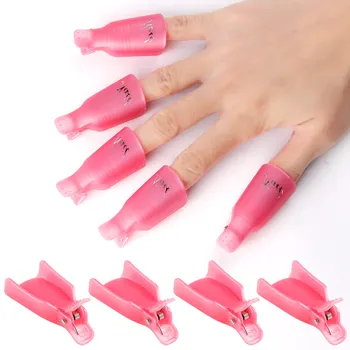 10STK Plast Nail Art Soak Off Hætte Klip UV Gel Neglelak Remover Wrap Værktøj Nail Art Tips til Fingrene Pink Lilla Soaker Caps