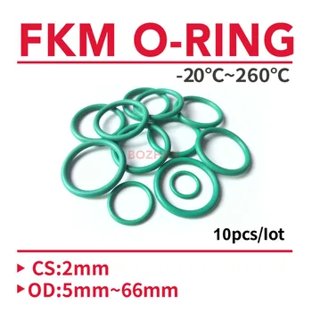10stk CS 2mm OD 5~60mm Grønne FKM Fluor Gummi O-Ring Tætning Pakning Isolering Olie ved Høj Temperatur Modstand Grøn