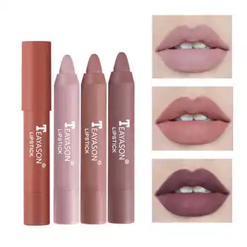 12 Farve Mat Læbestift Pen Nude Pink Mat Solid Lip Gloss Vandtæt Langtidsholdbar Læbestift Blyant Lip Liner Pen Læbe Makeup