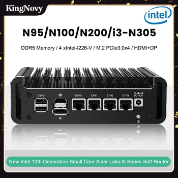 12 Gen Firewall Mini-PC Alder Søen Intel i3 N305 8 Core N200 N100 DDR5 4800MHz 4xi226-V 2,5 G Fanless Bløde Router Proxmox Vært