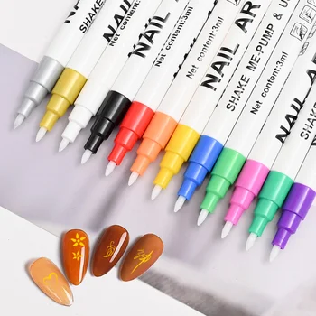 12Colors Graffiti Nail Art Pen Sæt Vandtæt Tegning, Maleri Liner Brush DIY Blomst Kunst Abstrakt Værktøj, Tilbehør Manicure