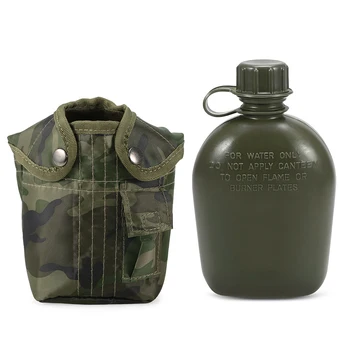 1L Udendørs Militære Kantine Flaske Camping Vandring Backpacking Overlevelse vandflaske Kedel med låg