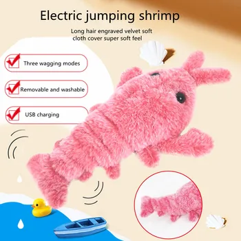 1stk El-Jumping Cat toy Rejer Bevæger sig Simulering Hummer Elektroniske Plys Legetøj Til hund, kat, Børn, Udstoppede Dyr toy