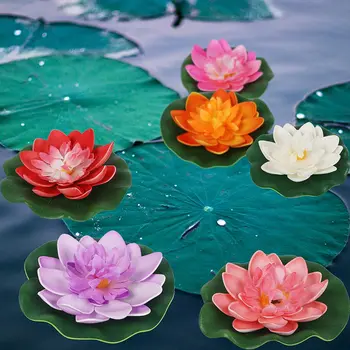 1stk Kunstig Flydende Skum Lotus Blomst med Vand Lilje Pad, Naturtro Ornanment Perfekt til Hjemmet, Haven Dam Dekoration