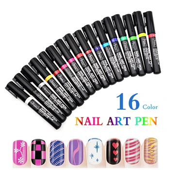 1stk Neglelak Prik-Tegning Pen Nail Art Pensel UV Gel DIY Maleri Lak Manicure Design Tilbehør 16 Farver