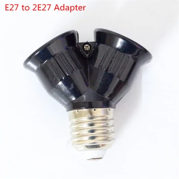 1stk Sort Brandsikker Materiale E27 AT 2E27 Socket Base LED Pære Converter Splitter Adapter E27 til 2 E27 fatning Converter