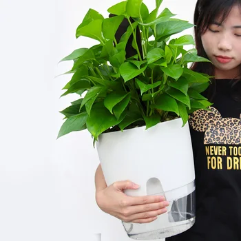 2 Lag Hængende Plast Væg Plantageejer Kurv Selvstændig Vanding Plante Flower Pot Vase Vand Beholder Plastik Blomst Planter Stå