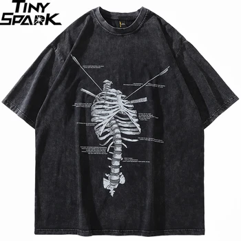 2023 Mænd Hip Hop T-Shirt Streetwear Skelet Graphic T-Skjorte Bomuld Løse Korte Ærmer Harajuku Tshirt Overdimensionerede Løse Toppe, T-Shirts