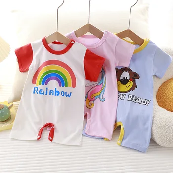 2023New Sommer Baby Tøj til Nyfødte Drenge, Piger, Kort-langærmet Tynd Sektion Åbne Filen Klatring Tøj Baby Jumpsuit Romper