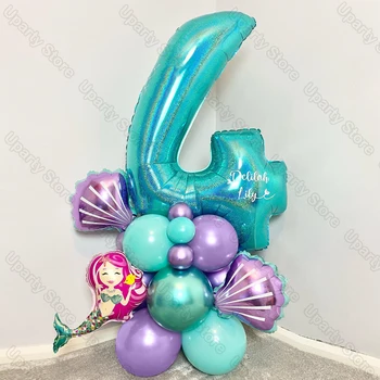 22pcs/set Havfrue Balloner Store Tiffany Blue-Nummer Folie Globos Fødselsdag Indretning Havfrue Fødselsdag Ballon Baby Shower Dekorationer