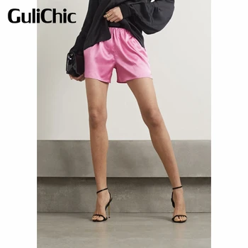 3.5 GuliChic Kvinder Brev Print Høj Talje Mode Casual Shorts