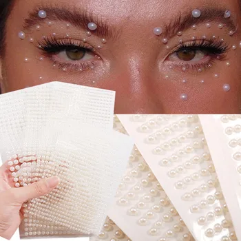3-6mm Hvid Perle Øjne Midlertidige Tatoveringer Perler, Prikker Skønhed 3D Nail Rhinestones DIY Body Art Festival Dekorationer Tilbehør