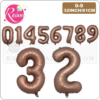 32 tommer Chokolade brun Nummer Ballon Helium Svæver Antal Ciffer Helium folie Balloner Fødselsdag Part Indretning baby brusebad Forsyninger