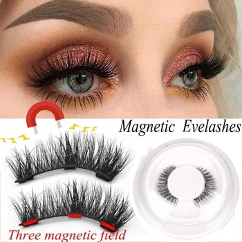 3D Magnetiske Øjenvipper med 3 Magneter og Magnetiske Vipper Naturlige Lange Falske Øjenvipper Magnet Eyelash Extension Makeup Værktøjer