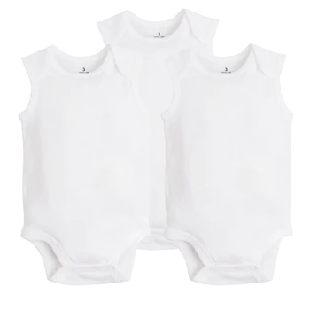 3Pcs/Masse 2022 Nye Fashion Baby Gilr Boy Tøj Sommeren Ærmeløs Nyfødte Baby Tøj-100% Bomuld Hvid Farve Baby-Bodyer