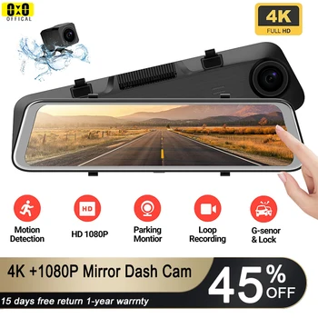 4K Spejl DVR bakspejl Dash Cam 2160P med 1080P Dual bakspejlet Køretøj Kørsel Optager Ede Dashcam Black Box