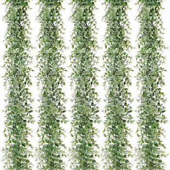 5 Pakker 30Ft Kunstige Eucalyptus Guirlander Falske Grønne Vinstokke Faux Hængende Planter til Bryllup Tabel Baggrund Arch