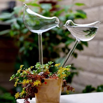 5 Typer Glas Plante Blomster Vand-Arkføder Automatisk Selv Vanding Enheder Fugl Stjernede Champignon Sneglen Flower Design Plante Waterer