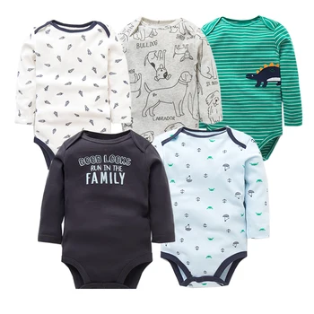 5PCS/MASSE Bomuld Baby Bodyer Unisex Spædbarn Jumpsuit Fashion Baby Drenge Piger Tøj med Lange Ærmer Nyfødte Baby Tøj Sæt