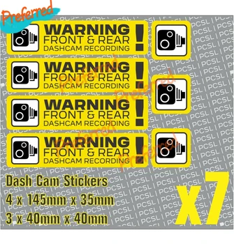 7 Gul x Dash Cam Optagelse af CCTV I Bil Video Kamera Decal Vinyl Klistermærker