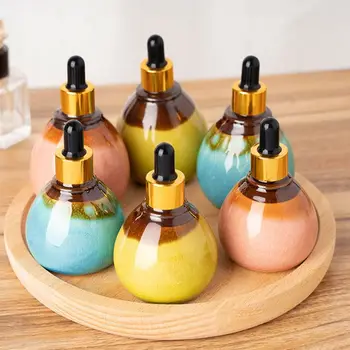 90ml Keramiske Æterisk Olie dråbeflasken Aromaterapi Diffuser Genanvendelige Opbevaring Jar Flere Farver Forsyninger Genpåfyldelige Flasker