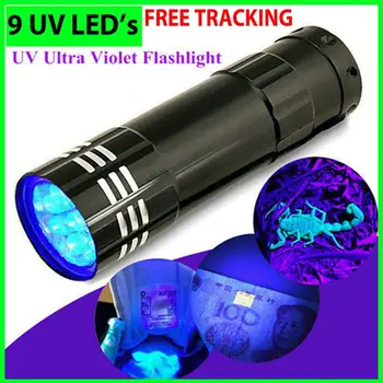 9LED UV Ultraviolet Led Lommelygte Multi-funktionelle Fluorescerende Fakkel Lette Bærbare Udendørs Vandtæt Nødsituation Lampe