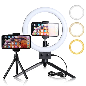 9inch Mini LED Video Selfie Ring Lys Med Stativ Ring lamper Til YouTube Telefonen Live Foto Fotografering studio Ringlight