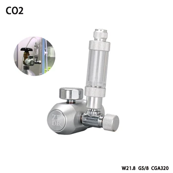 Akvarium CO2-regulator, akvarium aluminium legering enkelt trykmåler regulator, vandplanter CO2-udstyr-tilbehør