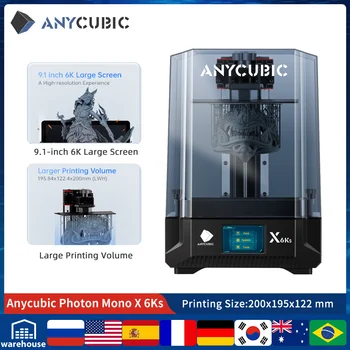 Anycubic Foton Mono X 6Ks 3D-printer 9.1 tommer Håndholdte Desktop Kvalitet Husstand 4.76 L Opbygge Volumen Udskrivning Størrelse 200x196x122mm