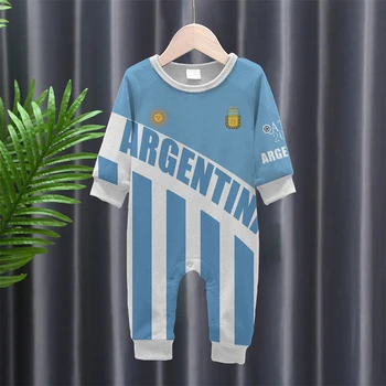 Argentina Fodbold Onesie 0-24M Baby Tøj Fodbold Fans Bag Brugerdefineret Navn og Numre, der er Gaver til Nyfødte Unikke Crawlwear