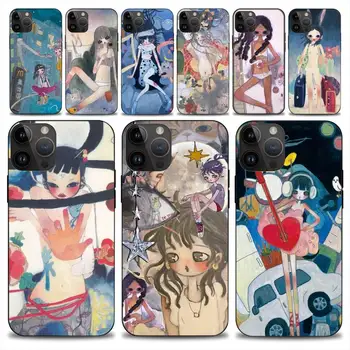 Aya Takano Kunst Phone Case For iphone 14 13 12 11 Pro Max Mini X 7 8 Blødt etui