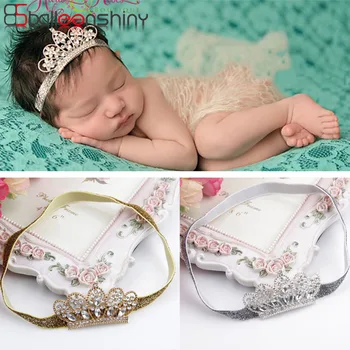 Balleenshiny Pearl Crystal Crown Børns Hovedbøjle Baby Piger Prinsesse Hår Tilbehør Nyfødt Fotografering Rekvisitter Hovedbeklædning