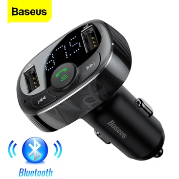 Baseus FM-Senderen Bluetooth Car Kit Håndfri FM Modulator Bil Wireless Aux Radio Tranmiter MP3-Afspiller Med USB Bil Oplader