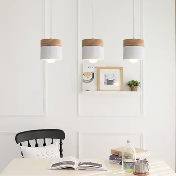 Bedst sælgende Nordisk minimalistisk LED E27 lysekrone moderne macarons lysekrone hjem dekoration smedejern træ dekorative lys