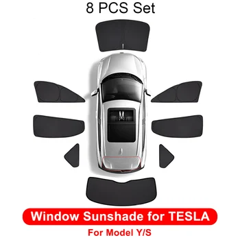 Bil Solsejl Til Tesla Model 3 Y 2016 - 2023 Forruden Parasol Dække Protector Forreste Siderude Privatliv Blind Skygge Børn