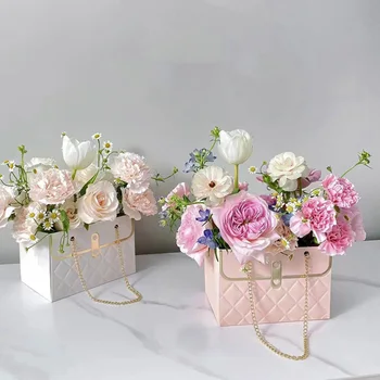 Blomst Emballage Blomst Boks Steg indpakningspapir Taske gaveæske Med Håndtag Valentine ' s Day Bærbare Flower Shop Bryllup
