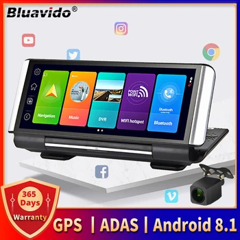 Bluavido 7 Tommer 4G Android 8.1 Bil DVR GPS 2G RAM FHD 1080P Video-Optager Dobbelt Linse Dashboard Kamera WiFi-App, fjernovervågning