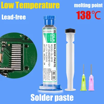 Bly-fri Solder Paste Lav Temperatur 138℃ Sn42Bi58 Flux til Lodning SMD IC PCB Iphone Reparation Svejsning Indsætte Flux Colophonium