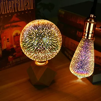 Bordlamper Farverige Fyrværkeri Effekt LED-3D-Light Vintage Pærer 3D-Lampe 110V - 240V Hjem Bar Nat Lys juledekoration