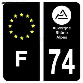 Boutique-Nummerplade Sticker Sort Blå& F Europe03 Allier01 Ain 74 Haute Savoie Noir& F EU Vandtæt PVC Decal