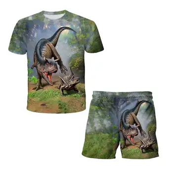 Børn Dinosaur Tøj Sæt Baby Dreng Juras sic Park 3 Tøj Piger kortærmet T-shirt+Bukser 2stk Passer Drenge Tøj 1-14T