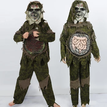 Børn Utryg Tarmene Zombie Kraniet Kostumer, Cosplay, Brutto Maske-Skelet Camouflage Tøj Swamp Monster Halloween Fest Rekvisitter