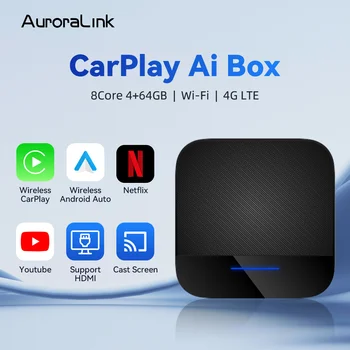 CarPlay Ai-TV-Boksen Android system Trådløse CarPlay Adapter Trådløs Android Auto for Audi-VW, Toyota med Netflix, YouTube 4G LTE