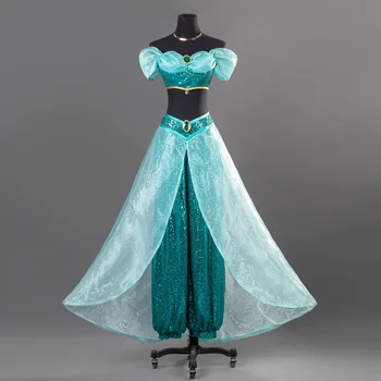 Custom Made Top Kvalitet Prinsesse Jasmin Cosplay Kostume Til Voksne Halloween Fest Kostume