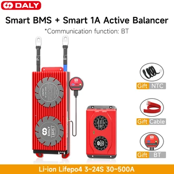 DALY Smart Lifepo4 BMS 1A Smart Aktiv Balancer 3S-4S-12V 7S 24V 10'ERE 36V 13S 16S 48V 80 A 100 A 120A 150 A 200A 300A Liion Batteri
