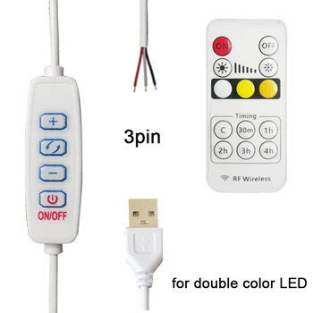 DC 5V LED Lysdæmper 1,5 m USB-Kabel med Skifte Dæmpbar Fjernbetjening 2pin 3Pin forlænger Ledning til en Enkelt 2 3 Farver CCT LED Lys