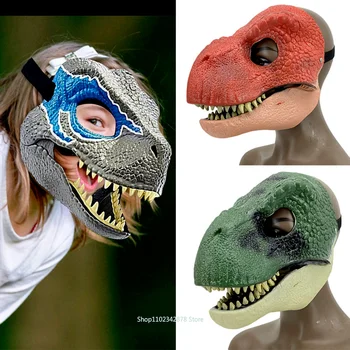 Dinosaur Maske Cosplay Kostume Horror Dragon Hovedbeklædning Skræmmende Latex Dino Maske Løsøre Munden Halloween Fest Maskerade Maske Rekvisitter